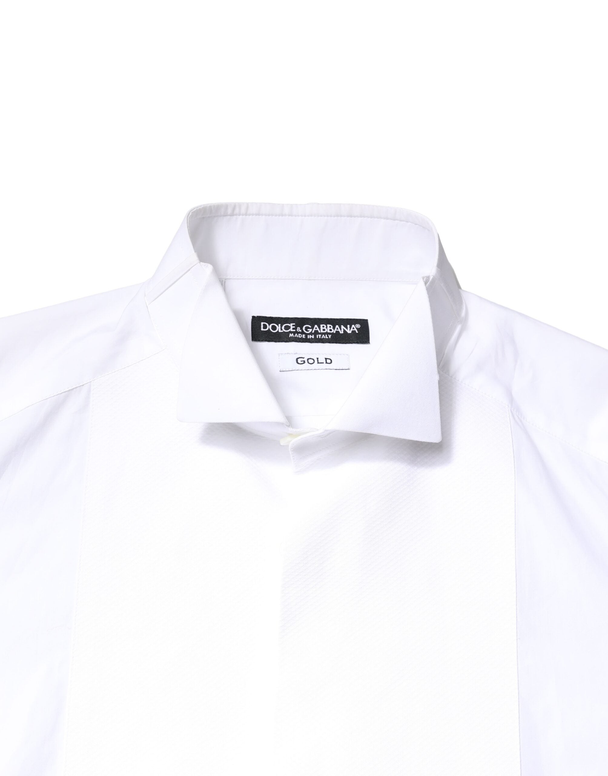 Dolce & Gabbana Weiß GOLD Baumwolle Popeline Lätzchen Formales Herrenhemd